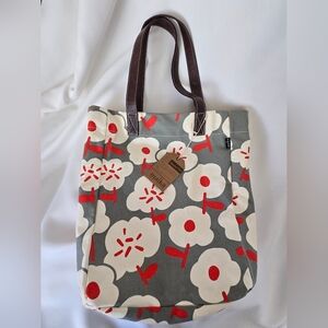 Maika Sierra Market Tote NWT Gray Floral Recycled Canvas Vegan Leather Ethical